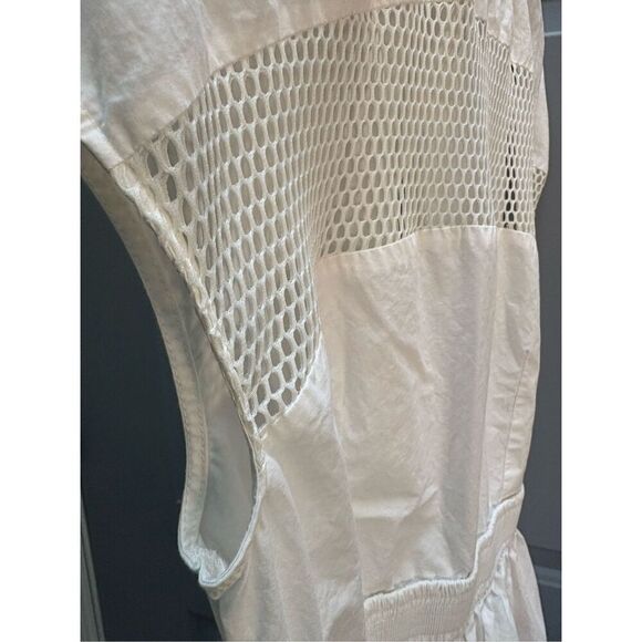 White Fit and Flare Midi Dress Urban Outfitters Eyelet Mesh Casual - Picture 8 of 10